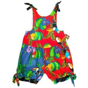 Chocolate Soup Girls Vintage tropical‎ bird print romper nwt size 12